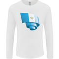 Curled Guatemala Flag Guatemalan Day Football Mens Long Sleeve T-Shirt White