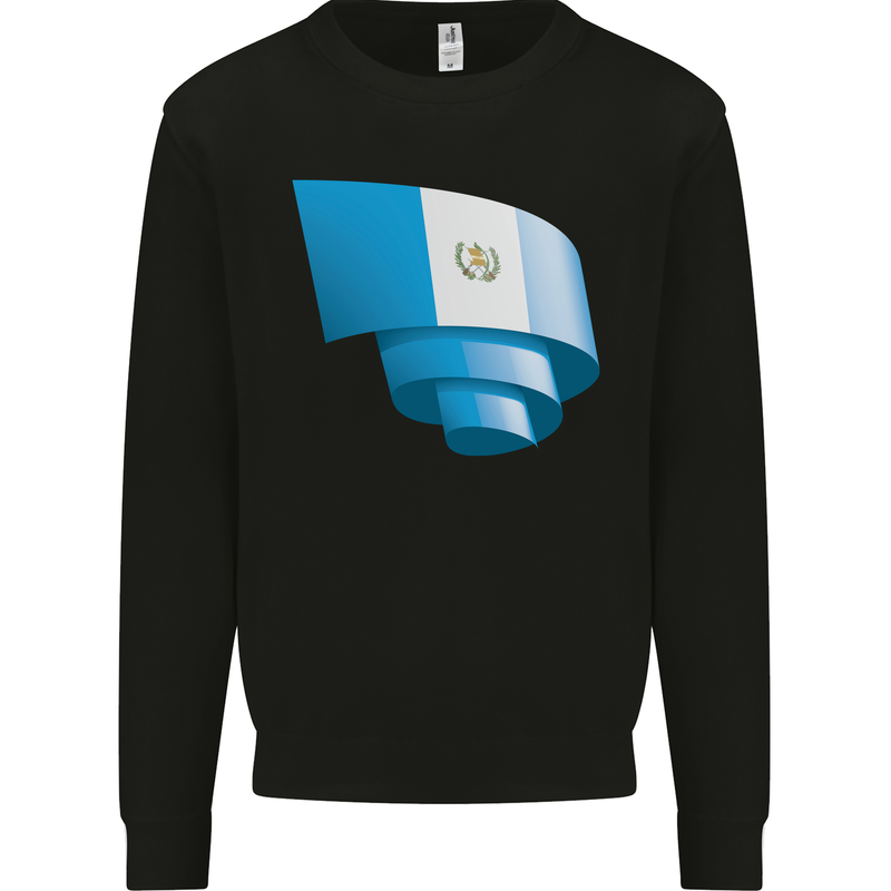 Curled Guatemala Flag Guatemalan Day Football Mens Sweatshirt Jumper Black