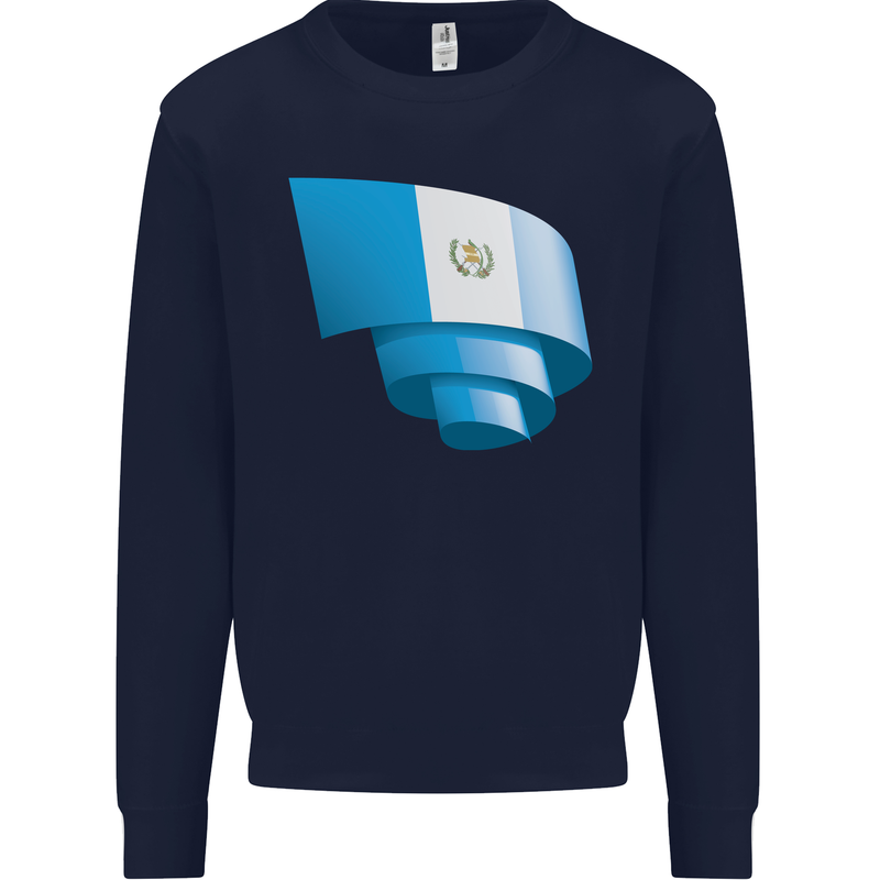 Curled Guatemala Flag Guatemalan Day Football Mens Sweatshirt Jumper Navy Blue