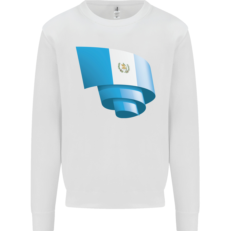Curled Guatemala Flag Guatemalan Day Football Mens Sweatshirt Jumper White