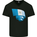 Curled Guatemala Flag Guatemalan Day Football Mens V-Neck Cotton T-Shirt Black