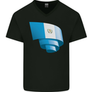 Curled Guatemala Flag Guatemalan Day Football Mens V-Neck Cotton T-Shirt Black