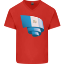 Curled Guatemala Flag Guatemalan Day Football Mens V-Neck Cotton T-Shirt Red
