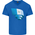 Curled Guatemala Flag Guatemalan Day Football Mens V-Neck Cotton T-Shirt Royal Blue