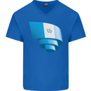 Curled Guatemala Flag Guatemalan Day Football Mens V-Neck Cotton T-Shirt Royal Blue