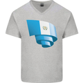 Curled Guatemala Flag Guatemalan Day Football Mens V-Neck Cotton T-Shirt Sports Grey