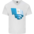 Curled Guatemala Flag Guatemalan Day Football Mens V-Neck Cotton T-Shirt White