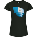 Curled Guatemala Flag Guatemalan Day Football Womens Petite Cut T-Shirt Black