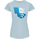 Curled Guatemala Flag Guatemalan Day Football Womens Petite Cut T-Shirt Light Blue