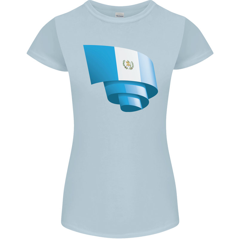Curled Guatemala Flag Guatemalan Day Football Womens Petite Cut T-Shirt Light Blue