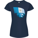 Curled Guatemala Flag Guatemalan Day Football Womens Petite Cut T-Shirt Navy Blue