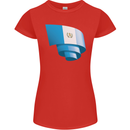 Curled Guatemala Flag Guatemalan Day Football Womens Petite Cut T-Shirt Red