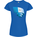 Curled Guatemala Flag Guatemalan Day Football Womens Petite Cut T-Shirt Royal Blue
