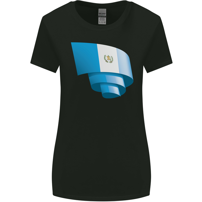 Curled Guatemala Flag Guatemalan Day Football Womens Wider Cut T-Shirt Black