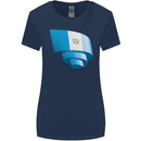 Curled Guatemala Flag Guatemalan Day Football Womens Wider Cut T-Shirt Navy Blue