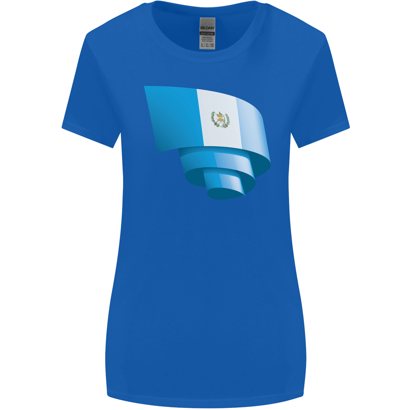 Curled Guatemala Flag Guatemalan Day Football Womens Wider Cut T-Shirt Royal Blue