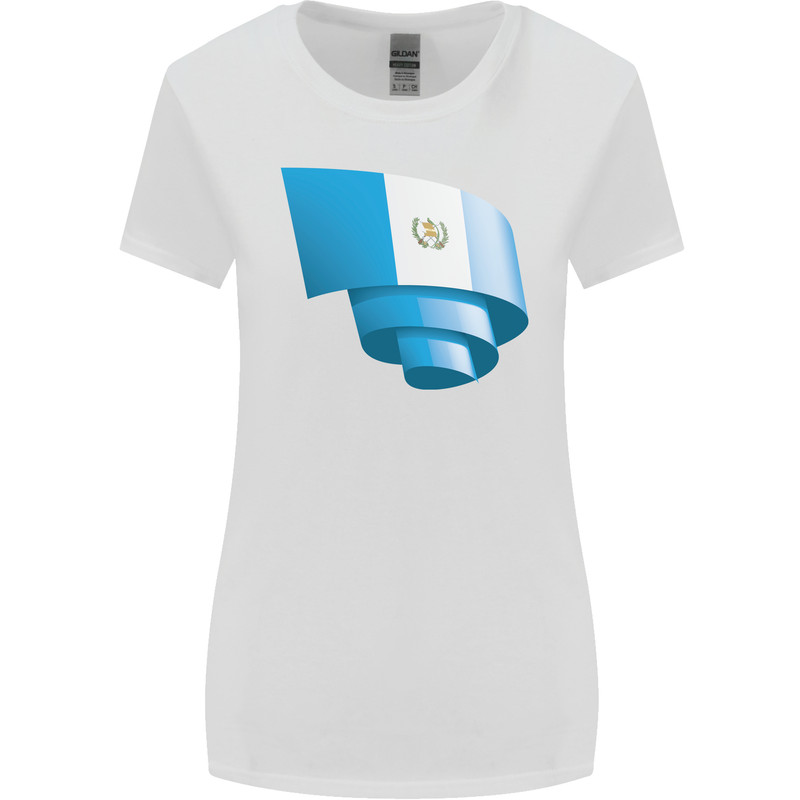 Curled Guatemala Flag Guatemalan Day Football Womens Wider Cut T-Shirt White