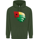 Curled Guinea-Bissau Flag Day Football Childrens Kids Hoodie Forest Green