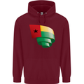 Curled Guinea-Bissau Flag Day Football Childrens Kids Hoodie Maroon