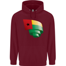 Curled Guinea-Bissau Flag Day Football Childrens Kids Hoodie Maroon