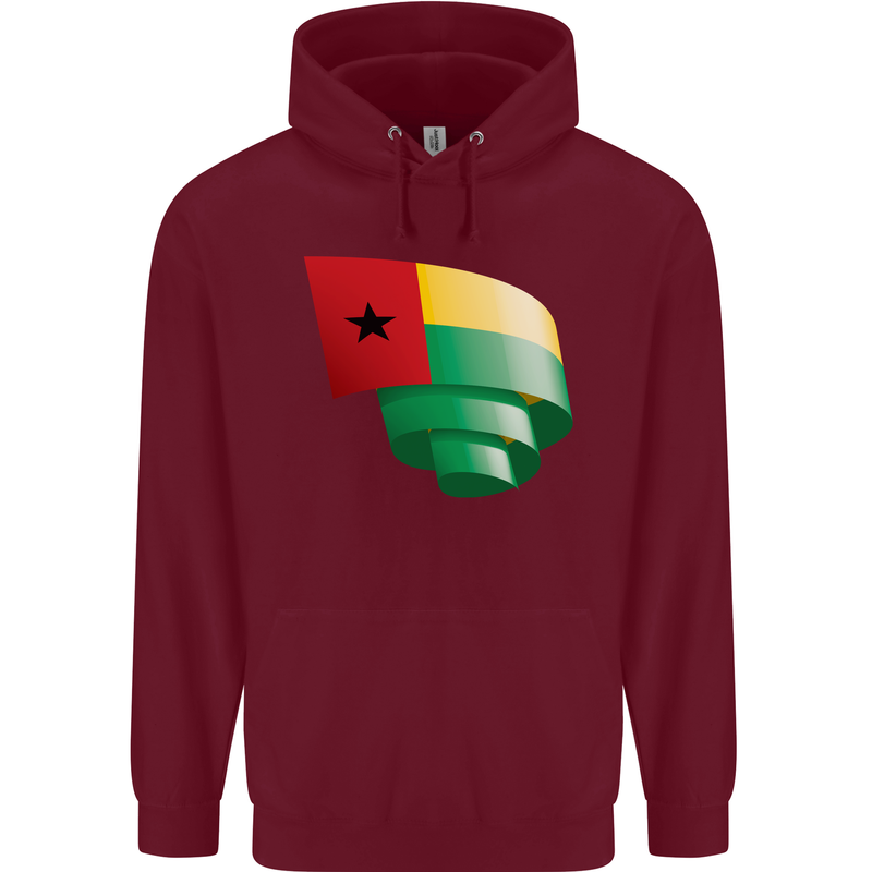Curled Guinea-Bissau Flag Day Football Childrens Kids Hoodie Maroon