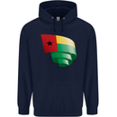 Curled Guinea-Bissau Flag Day Football Childrens Kids Hoodie Navy Blue