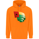 Curled Guinea-Bissau Flag Day Football Childrens Kids Hoodie Orange
