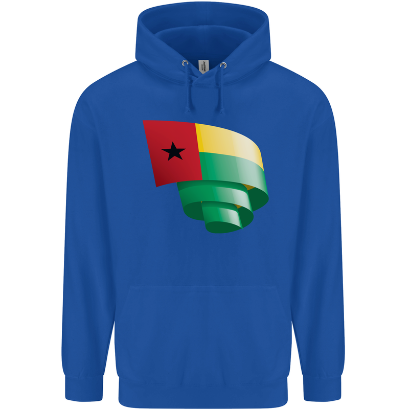 Curled Guinea-Bissau Flag Day Football Childrens Kids Hoodie Royal Blue
