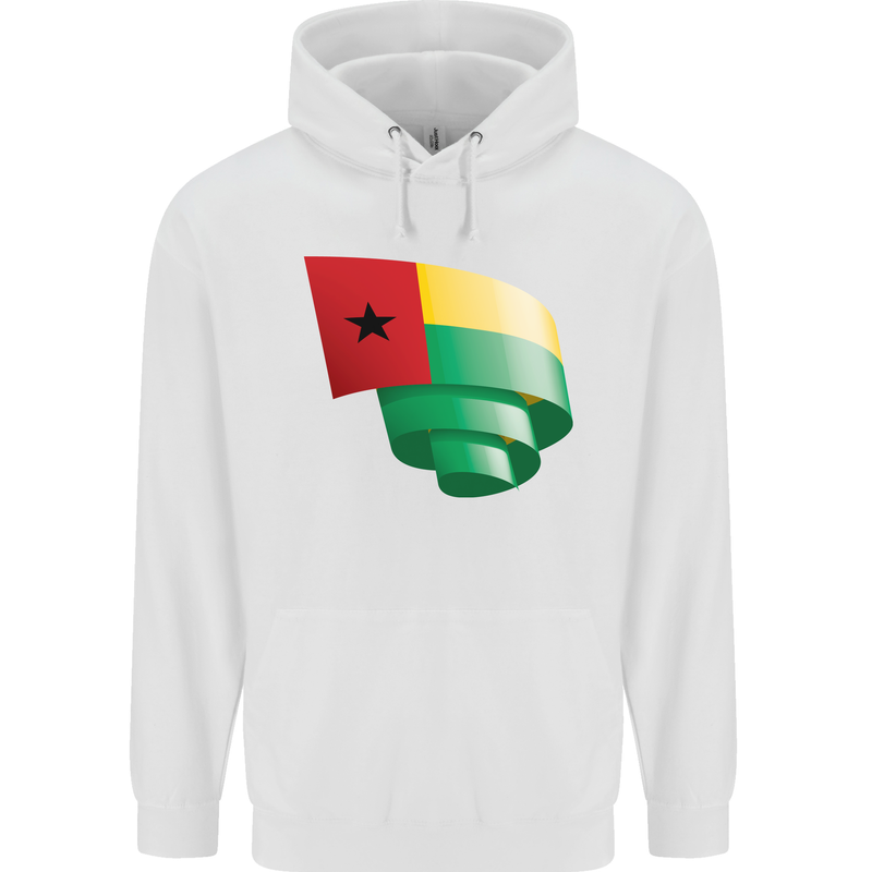 Curled Guinea-Bissau Flag Day Football Childrens Kids Hoodie White