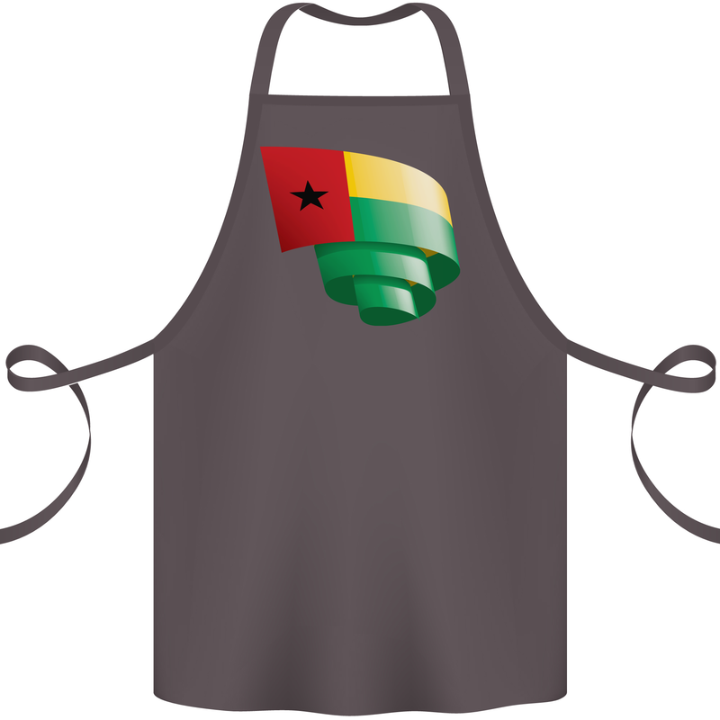 Curled Guinea-Bissau Flag Day Football Cotton Apron 100% Organic Dark Grey