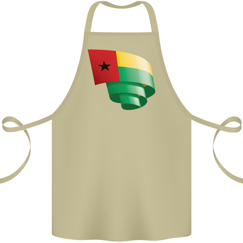 Curled Guinea-Bissau Flag Day Football Cotton Apron 100% Organic Khaki