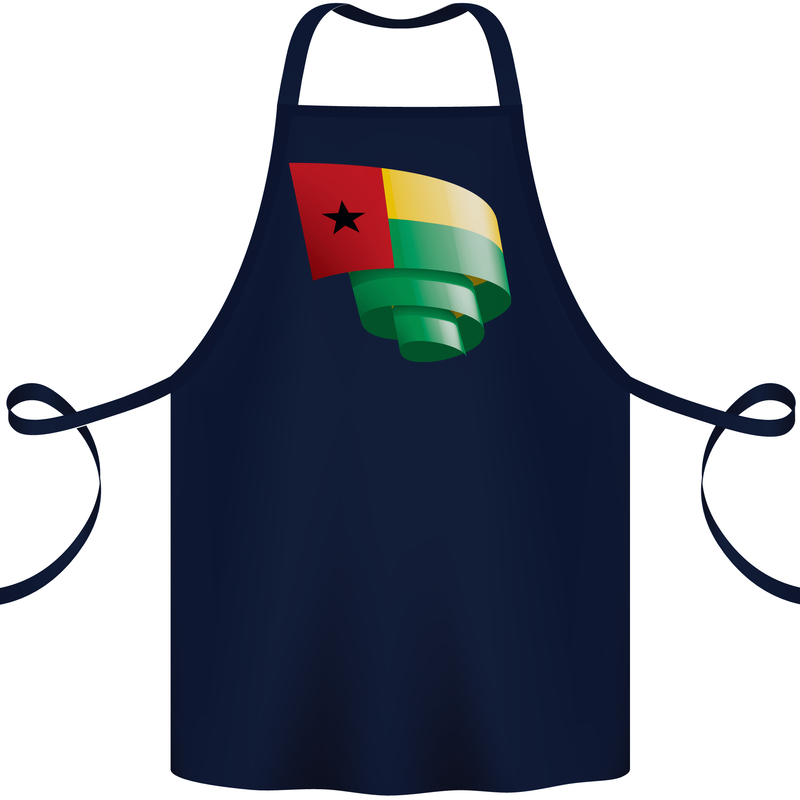 Curled Guinea-Bissau Flag Day Football Cotton Apron 100% Organic Navy Blue