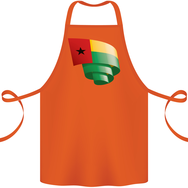 Curled Guinea-Bissau Flag Day Football Cotton Apron 100% Organic Orange