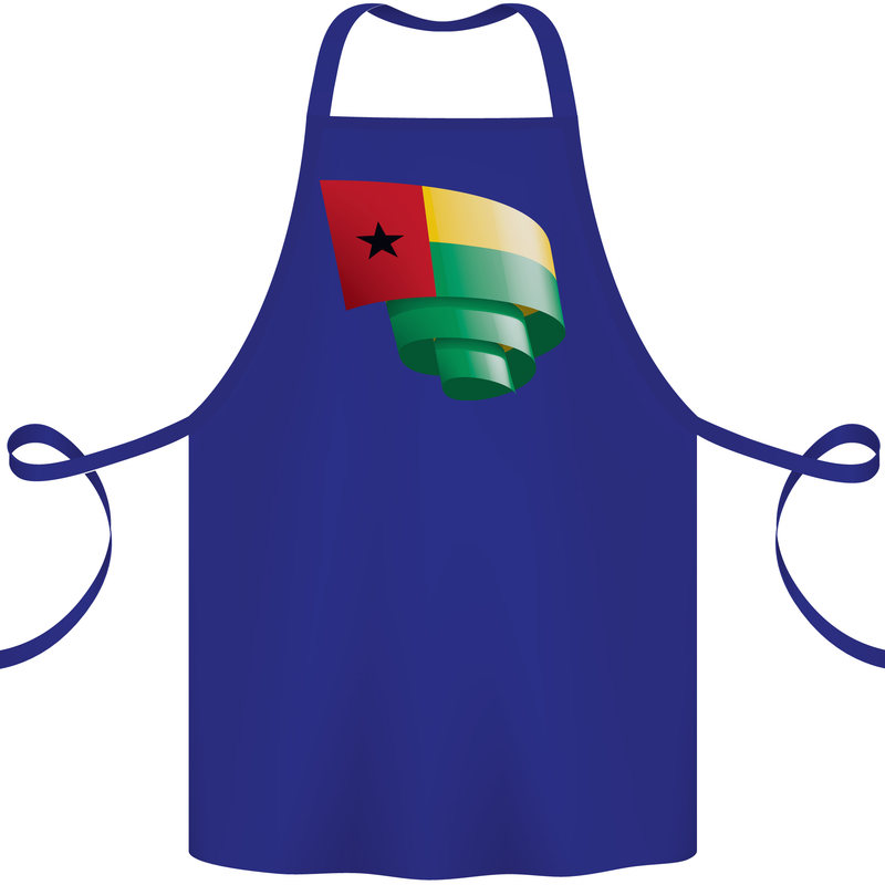 Curled Guinea-Bissau Flag Day Football Cotton Apron 100% Organic Royal Blue