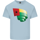 Curled Guinea-Bissau Flag Day Football Kids T-Shirt Childrens Light Blue