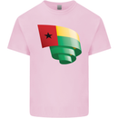 Curled Guinea-Bissau Flag Day Football Kids T-Shirt Childrens Light Pink
