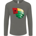 Curled Guinea-Bissau Flag Day Football Mens Long Sleeve T-Shirt Charcoal