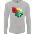 Curled Guinea-Bissau Flag Day Football Mens Long Sleeve T-Shirt Sports Grey