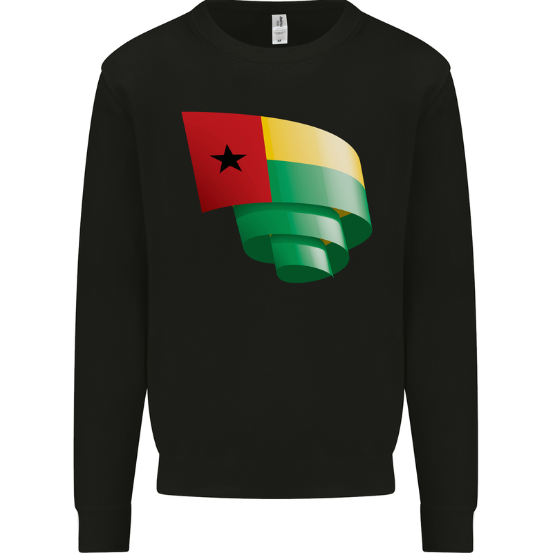 Curled Guinea-Bissau Flag Day Football Mens Sweatshirt Jumper Black