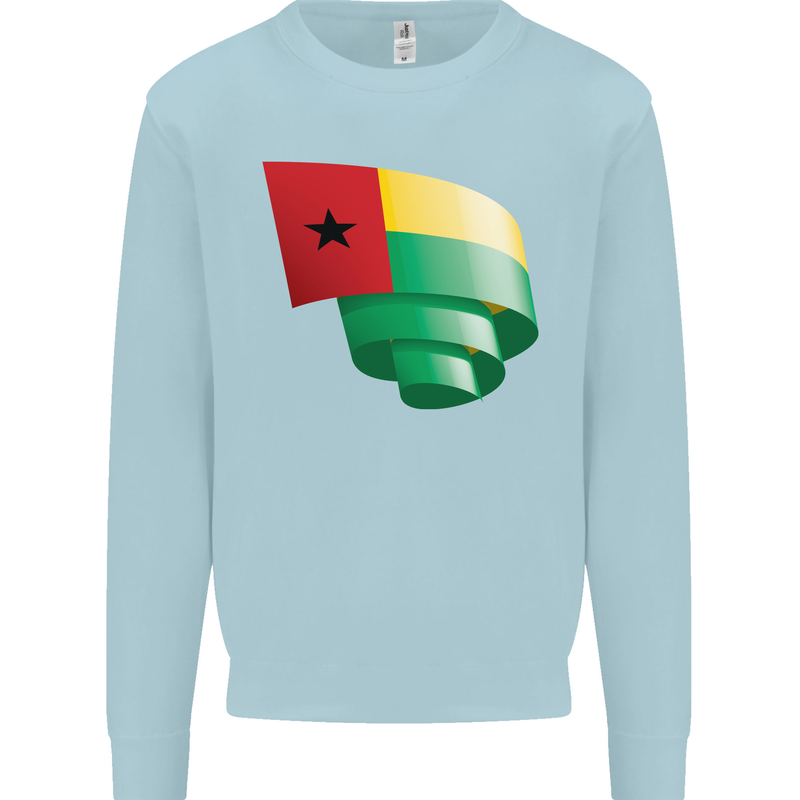 Curled Guinea-Bissau Flag Day Football Mens Sweatshirt Jumper Light Blue
