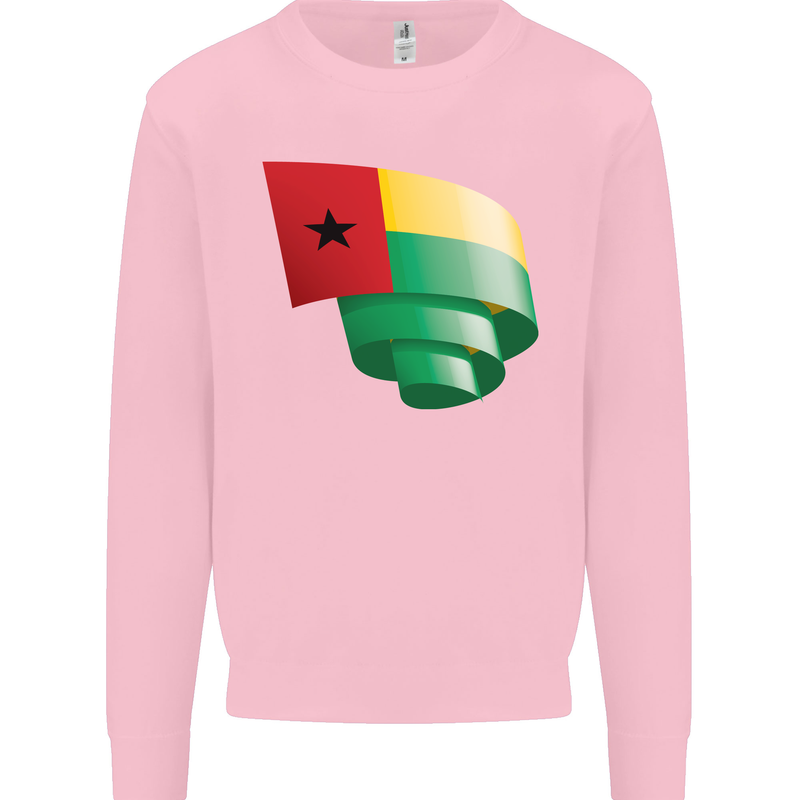 Curled Guinea-Bissau Flag Day Football Mens Sweatshirt Jumper Light Pink