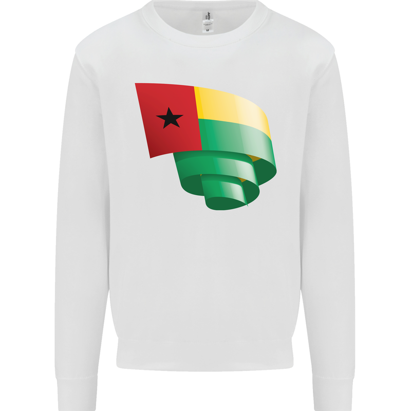Curled Guinea-Bissau Flag Day Football Mens Sweatshirt Jumper White
