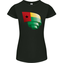 Curled Guinea-Bissau Flag Day Football Womens Petite Cut T-Shirt Black