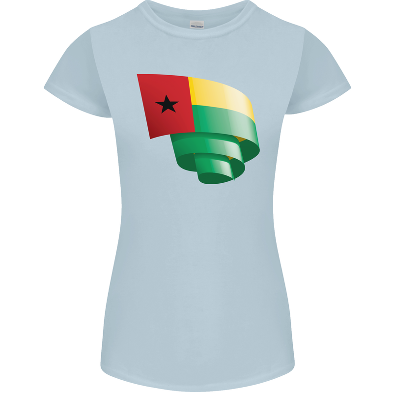 Curled Guinea-Bissau Flag Day Football Womens Petite Cut T-Shirt Light Blue