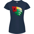 Curled Guinea-Bissau Flag Day Football Womens Petite Cut T-Shirt Navy Blue