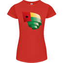 Curled Guinea-Bissau Flag Day Football Womens Petite Cut T-Shirt Red
