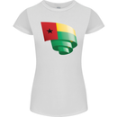 Curled Guinea-Bissau Flag Day Football Womens Petite Cut T-Shirt White