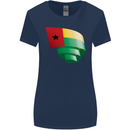 Curled Guinea-Bissau Flag Day Football Womens Wider Cut T-Shirt Navy Blue