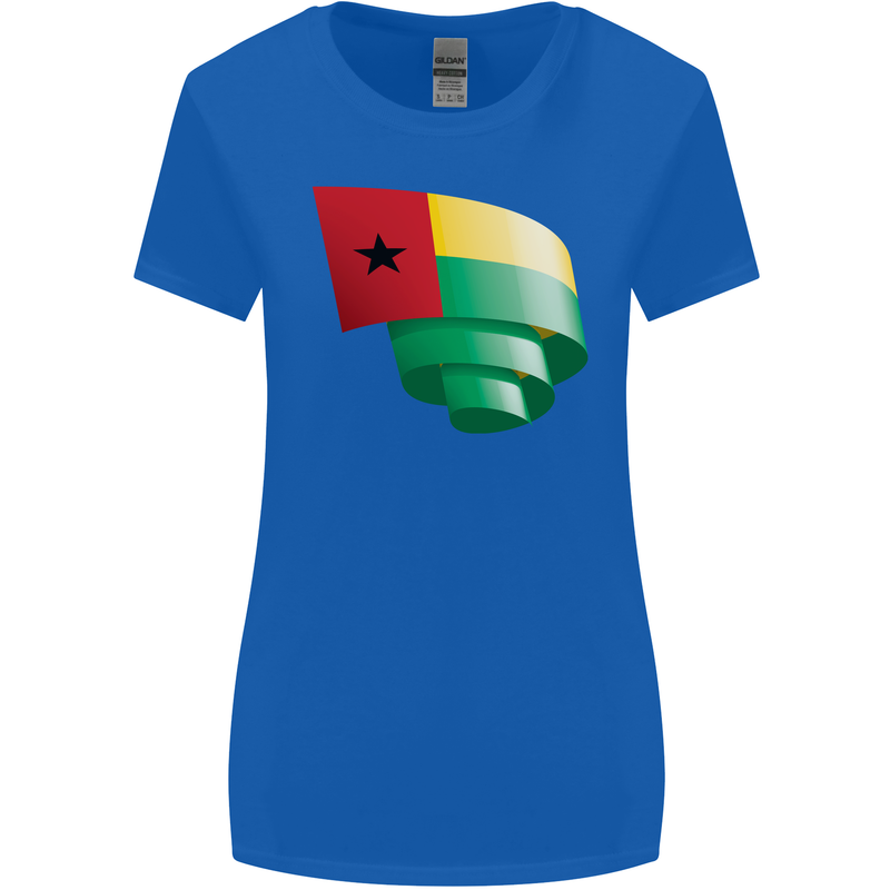 Curled Guinea-Bissau Flag Day Football Womens Wider Cut T-Shirt Royal Blue