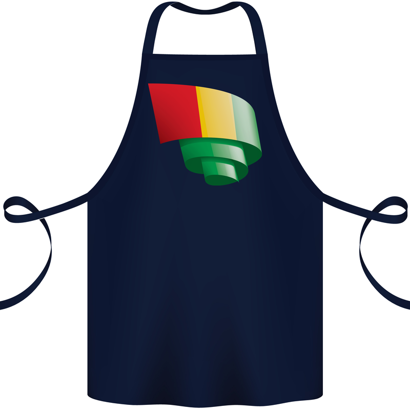 Curled Guinea Flag Guinean Day Football Cotton Apron 100% Organic Navy Blue